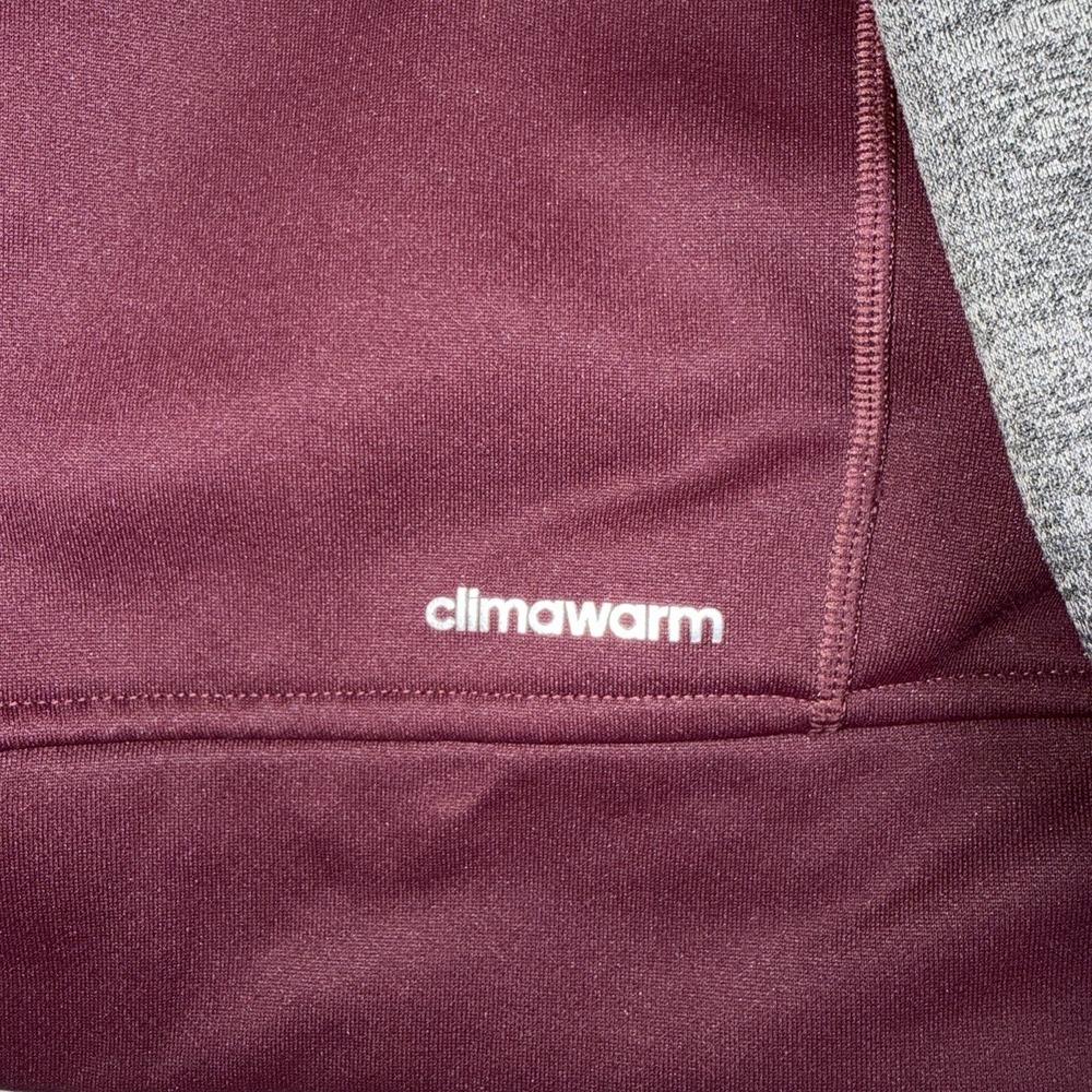 Adidas ClimaWarm Womens‎ XXL Full Zip Hoodie Jacket Burgundy Gray Fleece - Picture 10 of 11